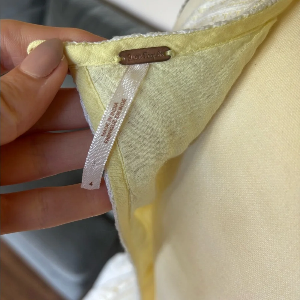 Free People White Lace Dress with Yellow Lining - Picture 7 of 7